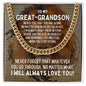 To My Great-Grandson Cuban Link Chain Necklace - Motivational Lion Graduation Gift for Great-Grandson - Birthday Gift, Wedding Gift 14K Yellow Gold Finish / Standard Box