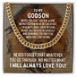 To My Godson Cuban Link Chain Necklace - Motivational Lion Graduation Gift for Godson - Godson Birthday Gift, Wedding Gift 14K Yellow Gold Finish / Standard Box