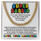 Super Daddio Cuban Link Chain Necklace - Funny Fathers Day Gift for Gamer - Video Game Birthday Gift to Dad from Daughter 14K Yellow Gold Finish / Standard Box
