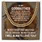 To My Godbrother Cuban Link Chain Necklace - Motivational Lion Graduation Gift for Godbrother - Godbrother Birthday Gift, Wedding Gift 14K Yellow Gold Finish / Standard Box