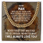 To My Man Cuban Link Chain Necklace - Motivational Lion Anniversary Gift for Husband, Boyfriend - Fiance Birthday Gift, Wedding Gift 14K Yellow Gold Finish / Standard Box