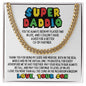 Super Daddio Cuban Link Chain Necklace - Funny Fathers Day Gift for Gamer - Video Game Birthday Gift to Dad from Son 14K Yellow Gold Finish / Standard Box