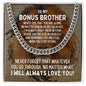 To My Bonus Brother Cuban Link Chain Necklace - Motivational Lion Graduation Gift for Stepbrother - Brother-in-Law Birthday, Wedding Gift Stainless Steel / Standard Box