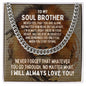 To My Soul Brother Cuban Link Chain Necklace - Motivational Lion Graduation Gift for Soul Brother - Soul Brother Birthday Gift, Wedding Gift Stainless Steel / Standard Box