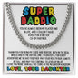 Super Daddio Cuban Link Chain Necklace - Funny Fathers Day Gift for Gamer - Video Game Birthday Gift to Dad from Daughter Stainless Steel / Standard Box