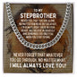 To My Stepbrother Cuban Link Chain Necklace - Motivational Lion Graduation Gift for Stepbrother - Stepbrother Birthday Gift, Wedding Gift Stainless Steel / Standard Box
