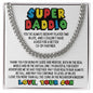 Super Daddio Cuban Link Chain Necklace - Funny Fathers Day Gift for Gamer - Video Game Birthday Gift to Dad from Son Stainless Steel / Standard Box