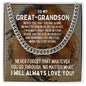 To My Great-Grandson Cuban Link Chain Necklace - Motivational Lion Graduation Gift for Great-Grandson - Birthday Gift, Wedding Gift Stainless Steel / Standard Box