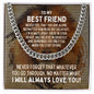 To My Best Friend Cuban Link Chain Necklace - Motivational Lion Graduation Gift for Best Friend - Best Friend Birthday Gift, Wedding Gift Stainless Steel / Standard Box
