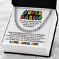 Super Daddio Cuban Link Chain Necklace - Funny Fathers Day Gift for Gamer - Video Game Birthday Gift to Dad from Son