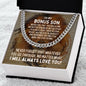 To My Bonus Son Cuban Link Chain Necklace - Motivational Lion Graduation Gift for Son-in-Law - Stepson Birthday Gift, Wedding Gift