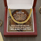 To My Godson Cuban Link Chain Necklace - Motivational Lion Graduation Gift for Godson - Godson Birthday Gift, Wedding Gift 14K Yellow Gold Finish / Luxury Box