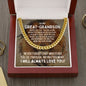 To My Great-Grandson Cuban Link Chain Necklace - Motivational Lion Graduation Gift for Great-Grandson - Birthday Gift, Wedding Gift 14K Yellow Gold Finish / Luxury Box
