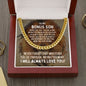 To My Bonus Son Cuban Link Chain Necklace - Motivational Lion Graduation Gift for Son-in-Law - Stepson Birthday Gift, Wedding Gift 14K Yellow Gold Finish / Luxury Box