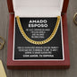 Regalos Para Esposo | Cadena Cubana Para Esposo | Marido Mujer Regalo | Collar En Español Para El | Regalos Para Hombre | Regalo de Aniversario de Boda 14K Yellow Gold Finish / Luxury Box