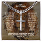 Personalized Boyfriend Cuban Link Cross Necklace - Motivational Lion Graduation Gift for Boyfriend - Christian Boyfriend Birthday Gift