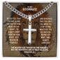 Personalized Roommate Cuban Link Cross Necklace - Motivational Lion Graduation Gift for Roommate - Christian Roommate Birthday, Wedding Gift