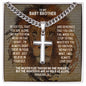 Personalized Baby Brother Cuban Link Cross Necklace - Motivational Lion Graduation Gift for Baby Brother - Birthday Gift, Wedding Gift