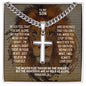Personalized To My Son Cuban Link Cross Necklace - Motivational Lion Graduation Gift for Son - Christian Son Birthday, Confirmation Gift