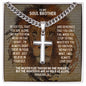 Personalized Soul Brother Cuban Link Cross Necklace - Motivational Lion Graduation Gift for Soul Brother - Birthday Gift, Wedding Gift