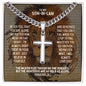 Personalized Son-in-Law Cuban Link Cross Necklace - Motivational Lion Graduation Gift for Son-in-Law - Son-in-Law Birthday, Wedding Gift