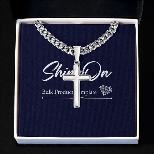 Personalized Cross w/Cuban Link Template Two Tone Box