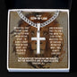 Personalized Son-in-Law Cuban Link Cross Necklace - Motivational Lion Graduation Gift for Son-in-Law - Son-in-Law Birthday, Wedding Gift Two Tone Box