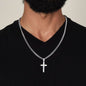 Personalized Son-in-Law Cuban Link Cross Necklace - Motivational Lion Graduation Gift for Son-in-Law - Son-in-Law Birthday, Wedding Gift