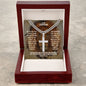 Personalized Stepson Cuban Link Cross Necklace - Motivational Lion Graduation Gift for Stepson - Christian Stepson Birthday, Wedding Gift