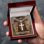 Personalized To My Uncle Cuban Link Cross Necklace - Motivational Lion Graduation Gift for Uncle - Christian Uncle Birthday, Wedding Gift Luxury Box w/LED