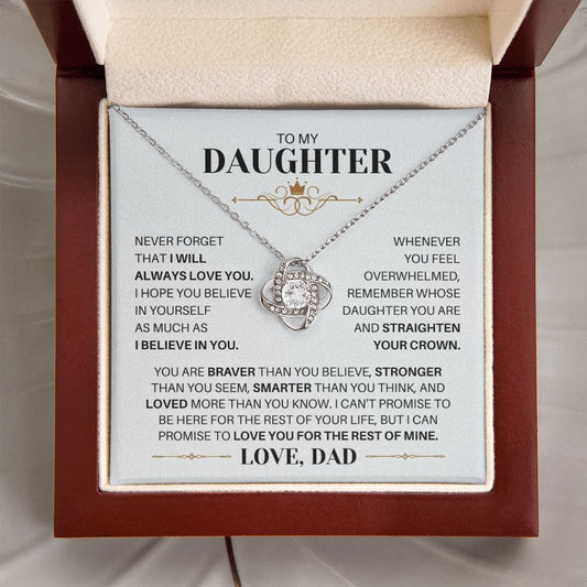 To My Daughter Love Dad Necklace - Straighten Your Crown - Motivational Graduation Gift - Wedding Valentines Day Birthday Christmas Gift