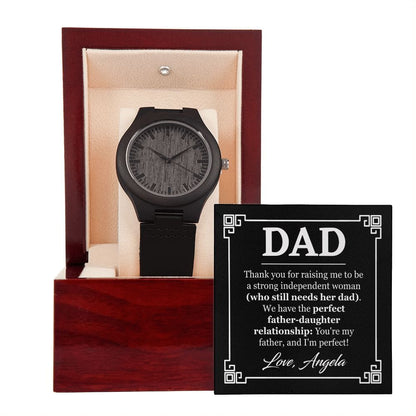 Personalized Funny Fathers Day Gift - Wooden Watch for Dad - Perfect Father-Daughter Relationship - Dad Gift from Daughter