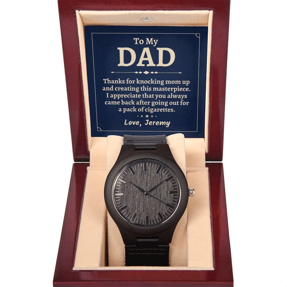 Personalized Funny Fathers Day Gift - Wooden Watch for Dad - Knocking Up Mom - Gift from Son - Gift from Daughter