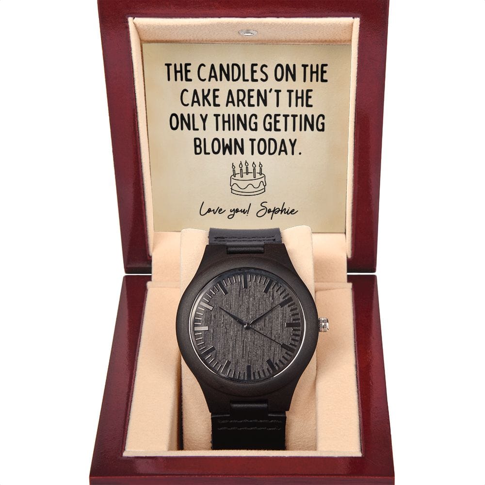 Personalized Raunchy Birthday Gift for Men - Wooden Watch for Husband, Boyfriend, Fiance - Funny Birthday Card from Wife