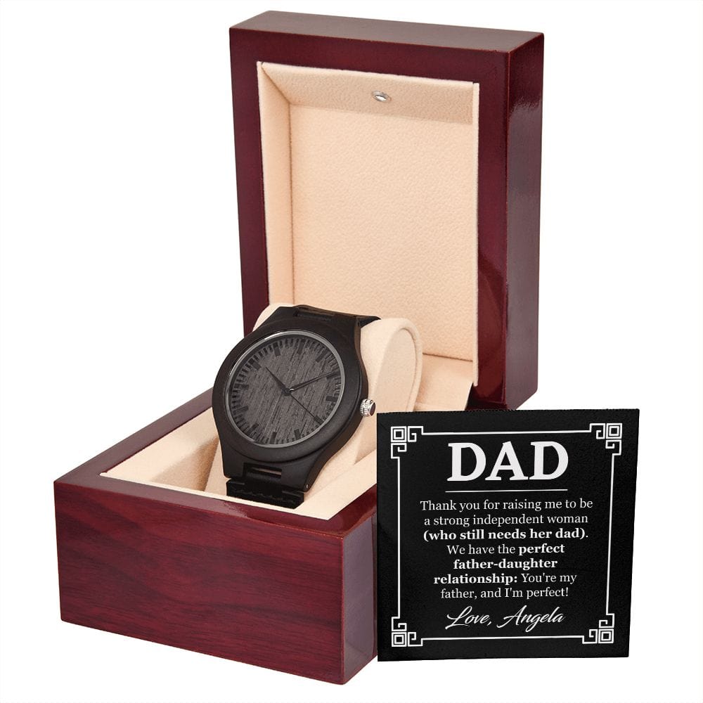 Personalized Funny Fathers Day Gift - Wooden Watch for Dad - Perfect Father-Daughter Relationship - Dad Gift from Daughter