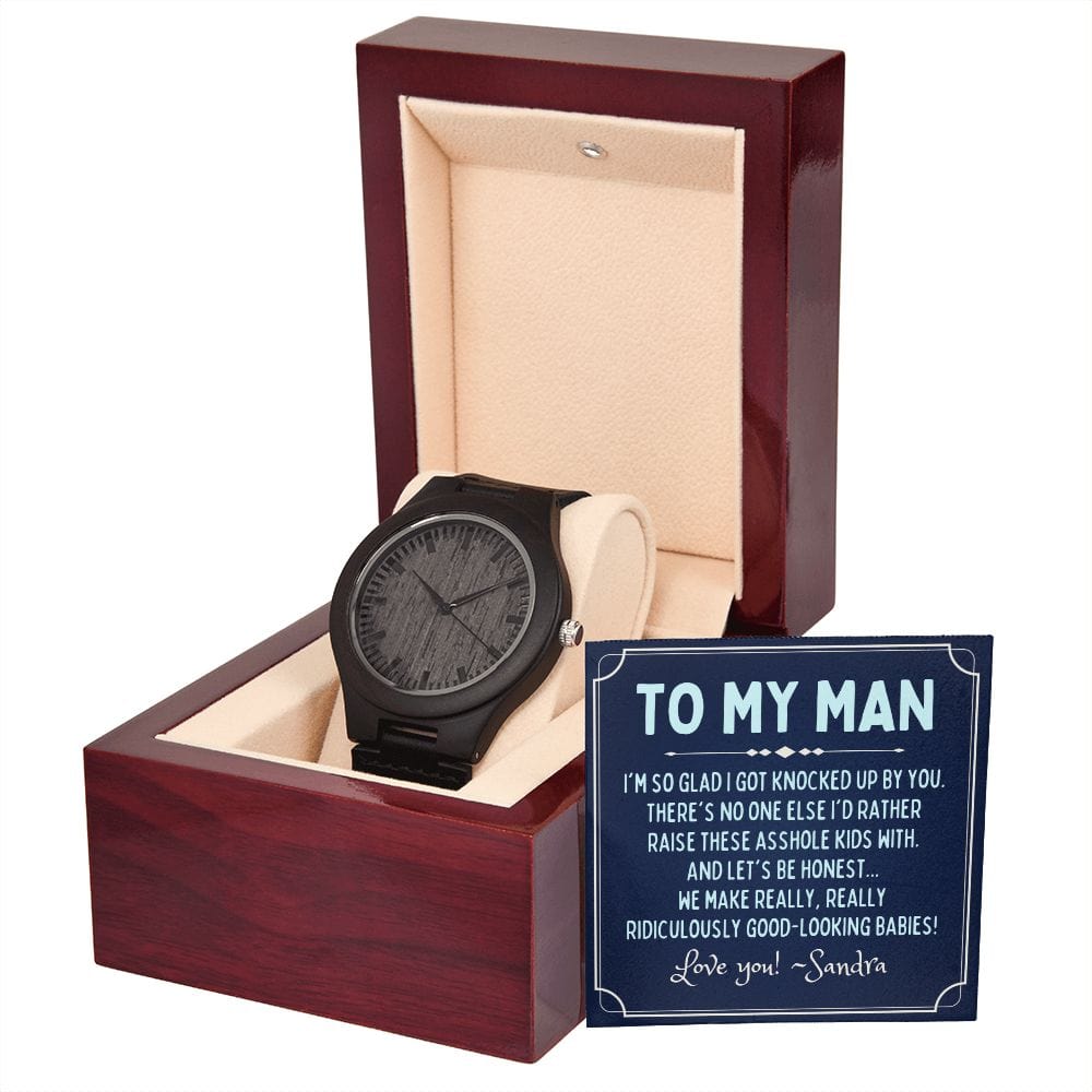 Personalized To My Man Gift - Wooden Watch - Funny Fathers Day Gift for Husband from Wife - Gift for Boyfriend from Girlfriend