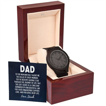 Personalized Sentimental Fathers Day Gift - Wooden Watch for Dad - My Guiding Star - Birthday Gift from Daughter - Gift from Son