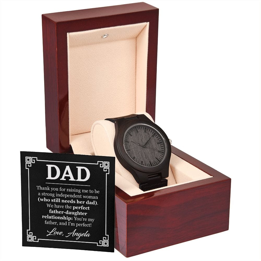 Personalized Funny Fathers Day Gift - Wooden Watch for Dad - Perfect Father-Daughter Relationship - Dad Gift from Daughter