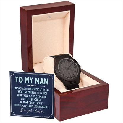 Personalized To My Man Gift - Wooden Watch - Funny Fathers Day Gift for Husband from Wife - Gift for Boyfriend from Girlfriend