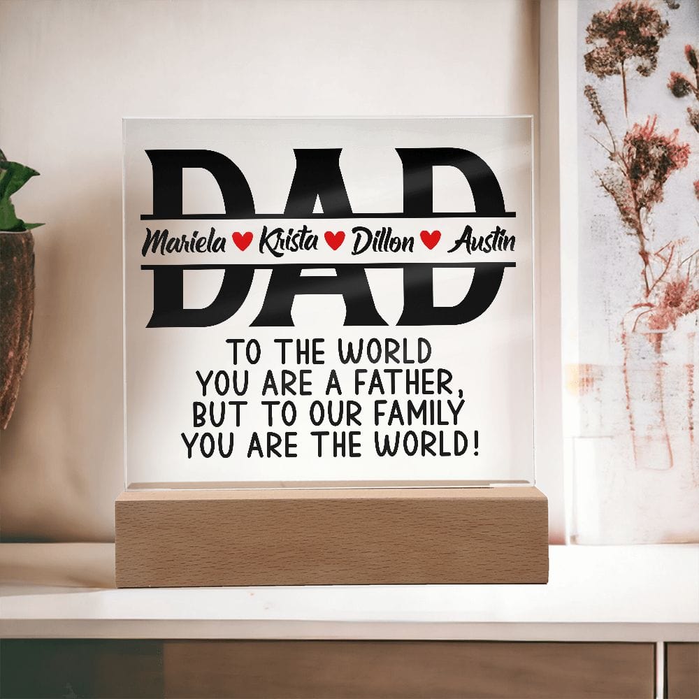 Personalized Dad Acrylic Plaque - Customized Fathers Day Gift Wooden Base