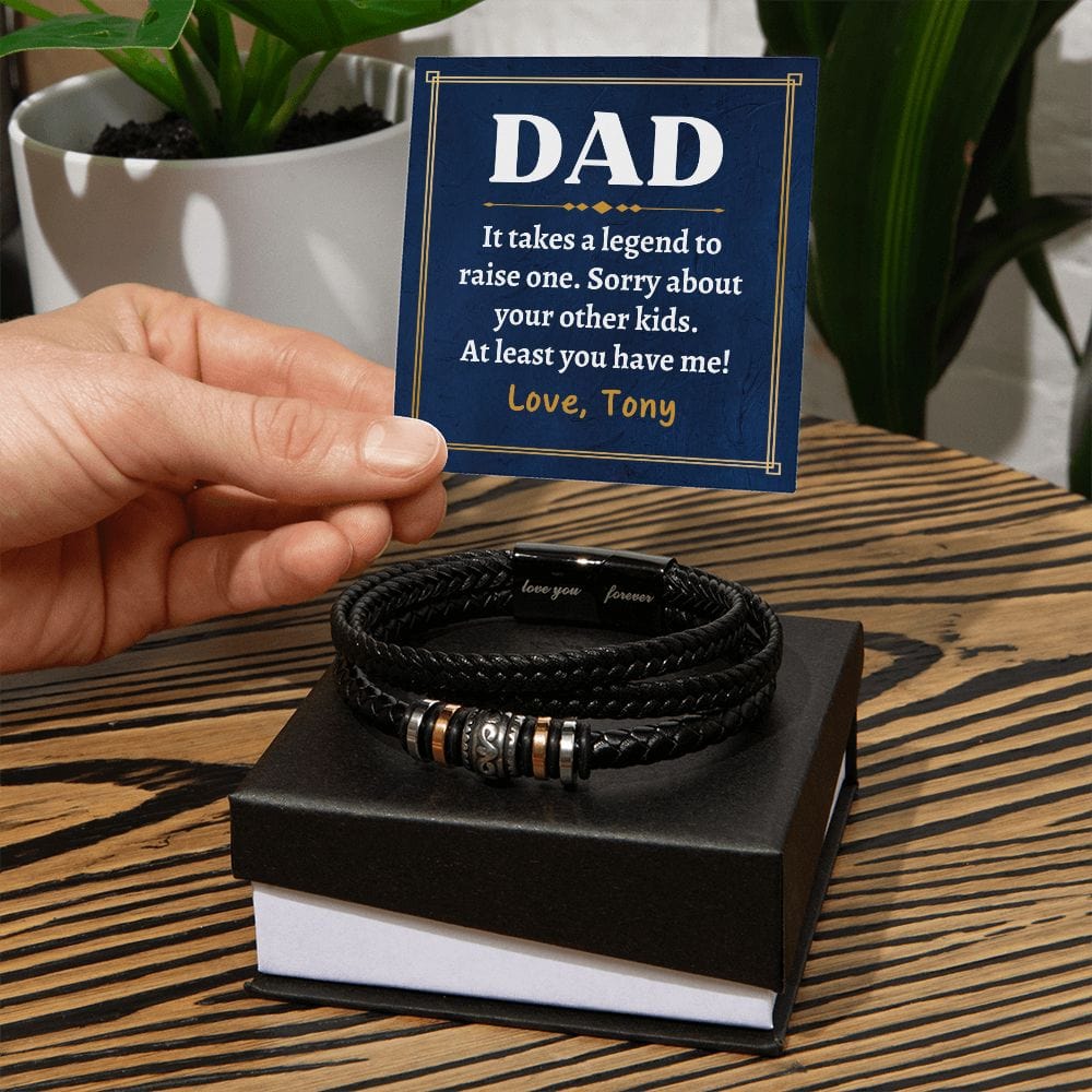 Personalized Funny Fathers Day Gift - Vegan Leather Bracelet for Dad - It Takes a Legend - Dad Gift from Daughter - Gift from Son