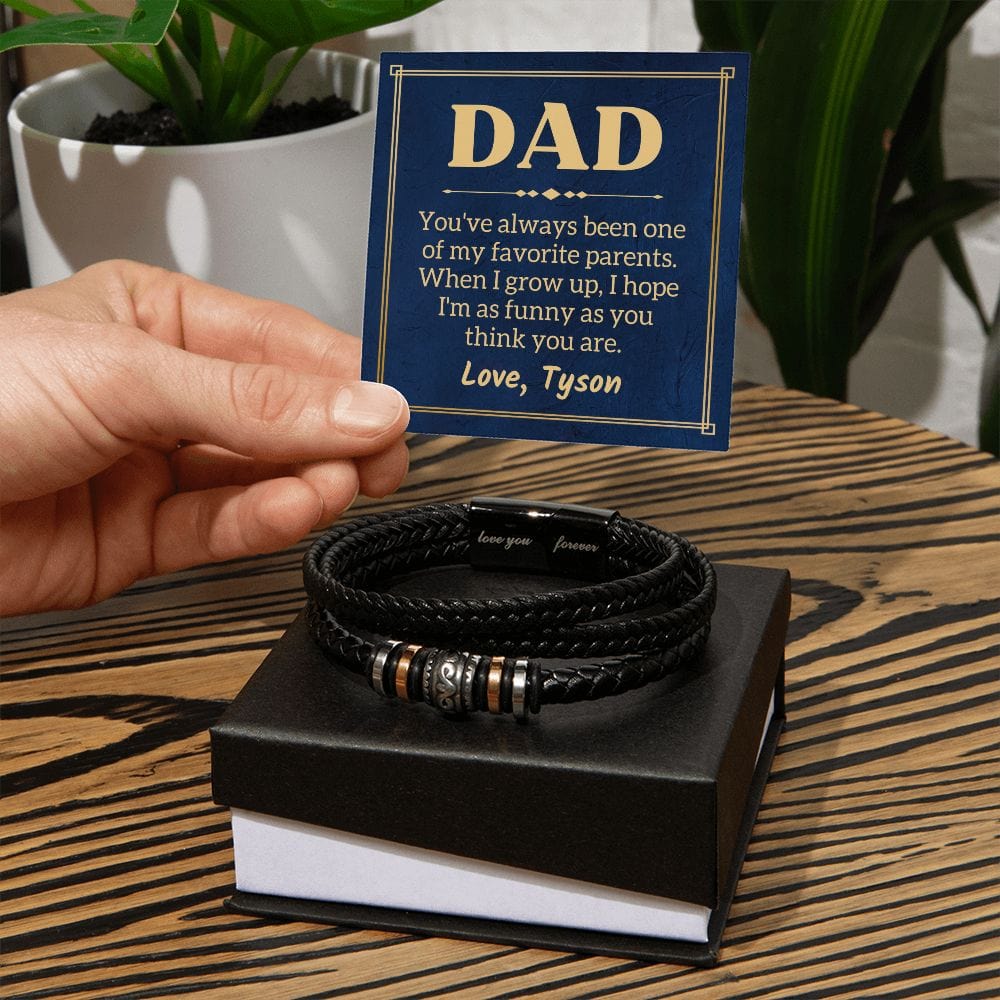 Personalized Funny Fathers Day Gift - Vegan Leather Bracelet for Dad - One of My Favorite Parents - Birthday Gift for Father