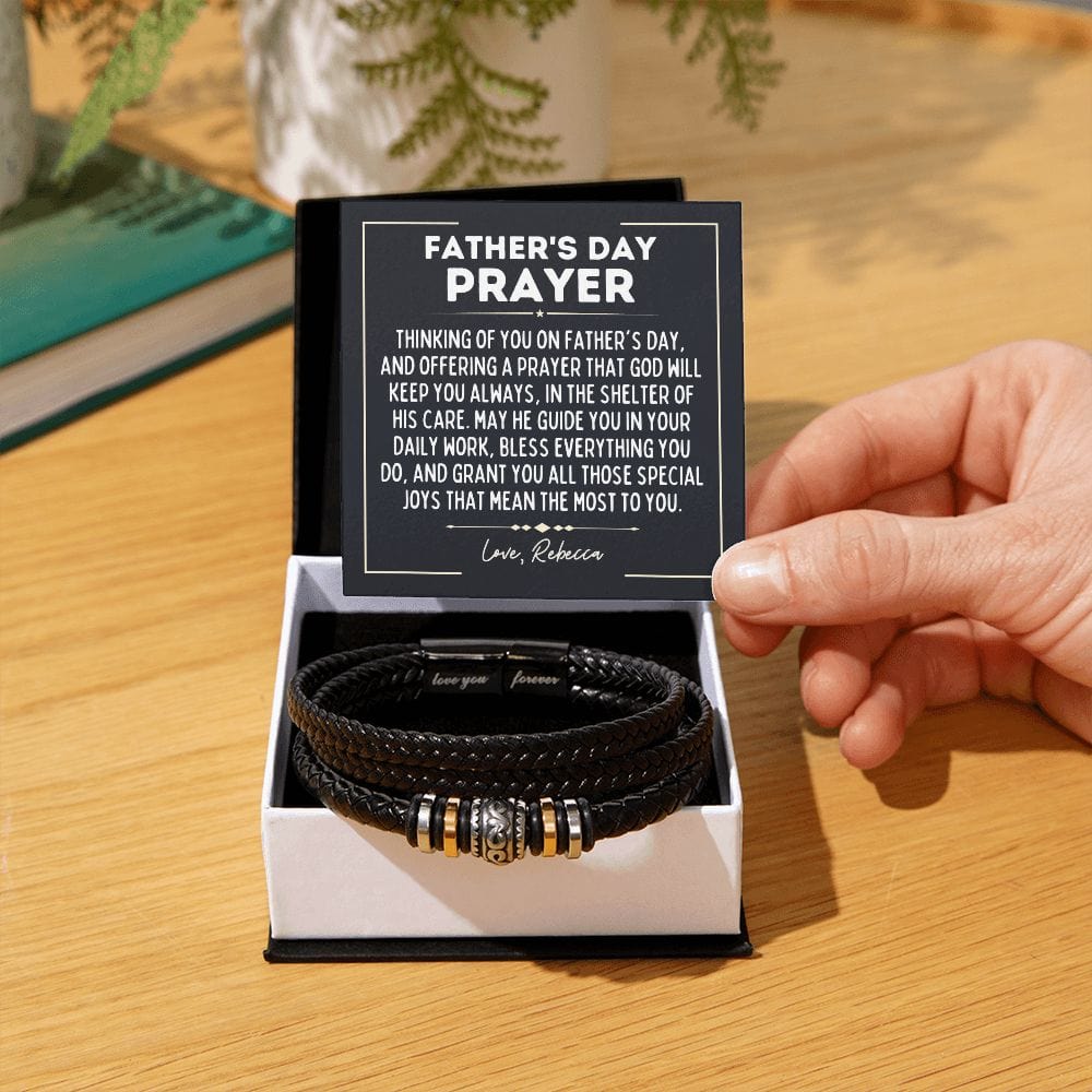 Personalized Father's Day Prayer Bracelet - Custom Gift for Christian Dads Two Tone Box