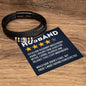 Husband 5 Star Rating Gift - Vegan Leather Bracelet for Husband from Wife - Gift for Anniversary, Valentines Day, Birthday