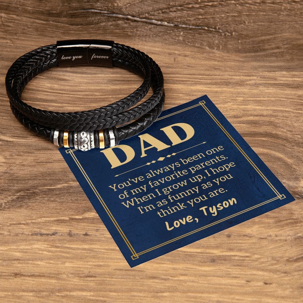 Personalized Funny Fathers Day Gift - Vegan Leather Bracelet for Dad - One of My Favorite Parents - Birthday Gift for Father