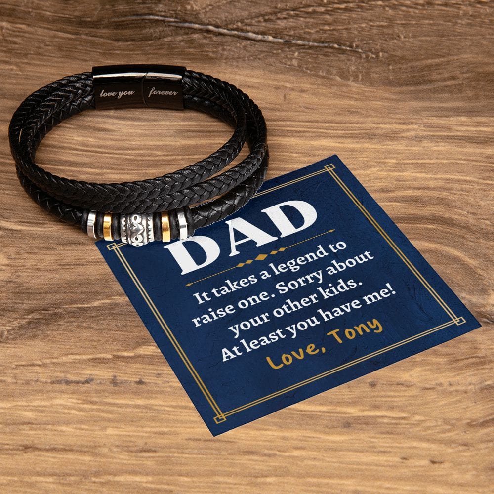 Personalized Funny Fathers Day Gift - Vegan Leather Bracelet for Dad - It Takes a Legend - Dad Gift from Daughter - Gift from Son