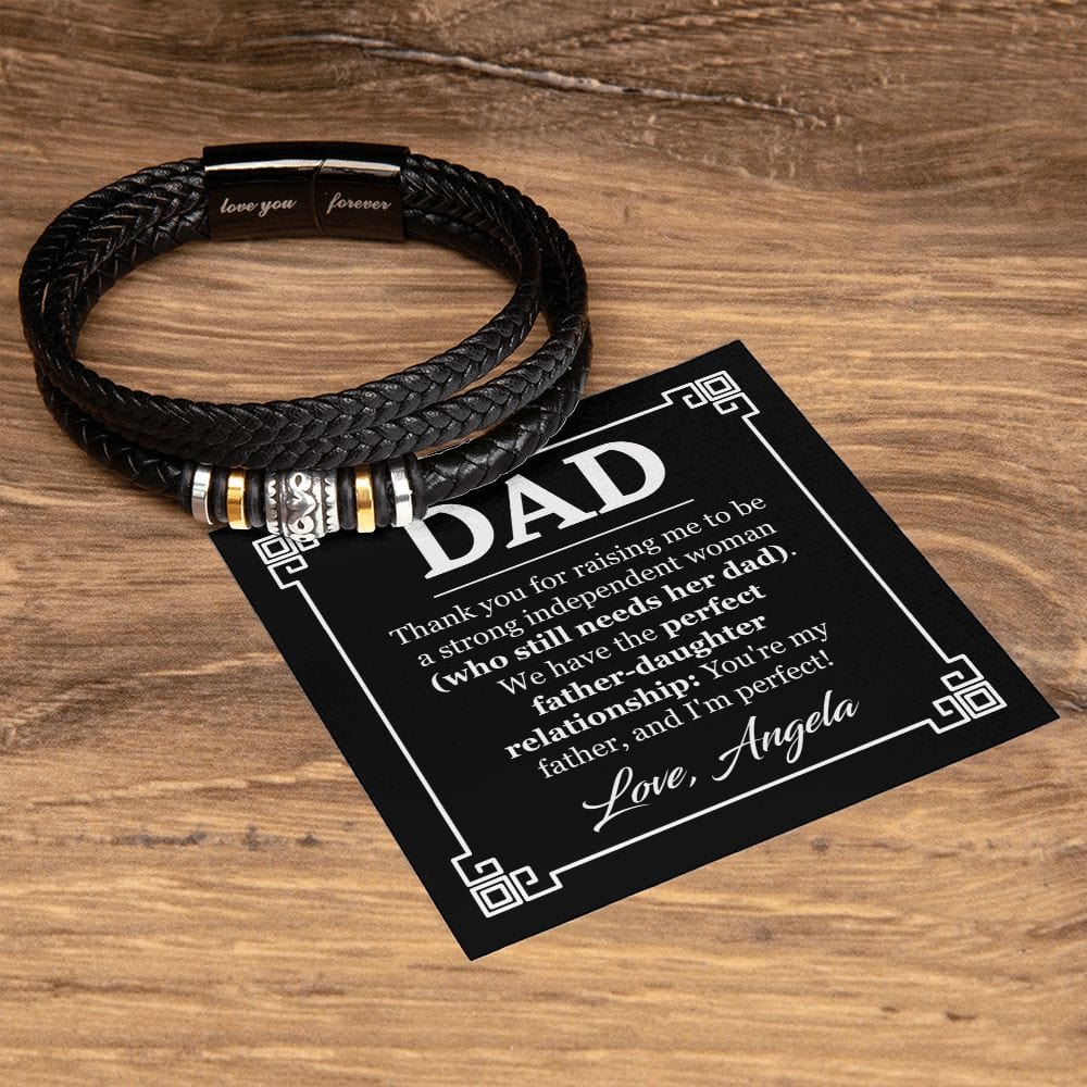 Personalized Funny Fathers Day Gift - Vegan Leather Bracelet for Dad - Perfect Father-Daughter Relationship - Dad Gift from Daughter