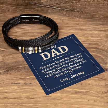 Personalized Funny Fathers Day Gift - Vegan Leather Bracelet for Dad - Knocking Up Mom - Gift from Son - Gift from Daughter