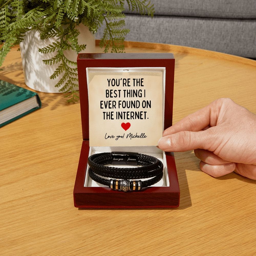 Personalized Anniversary Gift - You're the Best Thing I Ever Found on the Internet - Funny Gift for Boyfriend, Husband, Fiance - Fathers Day Luxury Box w/LED