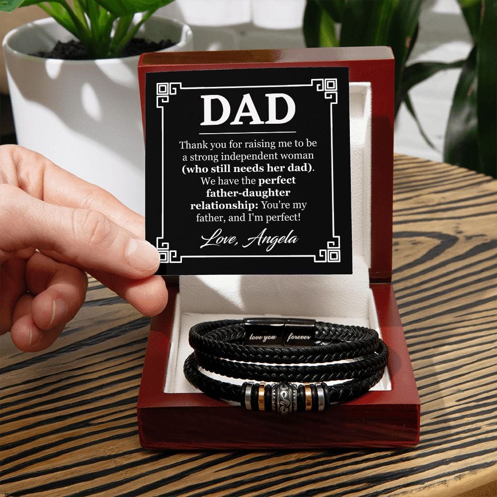 Personalized Funny Fathers Day Gift - Vegan Leather Bracelet for Dad - Perfect Father-Daughter Relationship - Dad Gift from Daughter